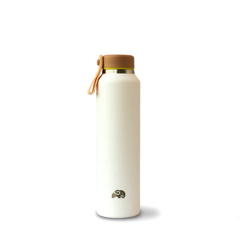 EKOZOU stainless steel bottle with brown screw-on lid